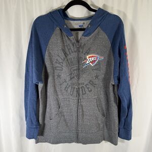 OKC Thunder Hoodie Women's XL Blue Grey Full Zip Pockets Hooded